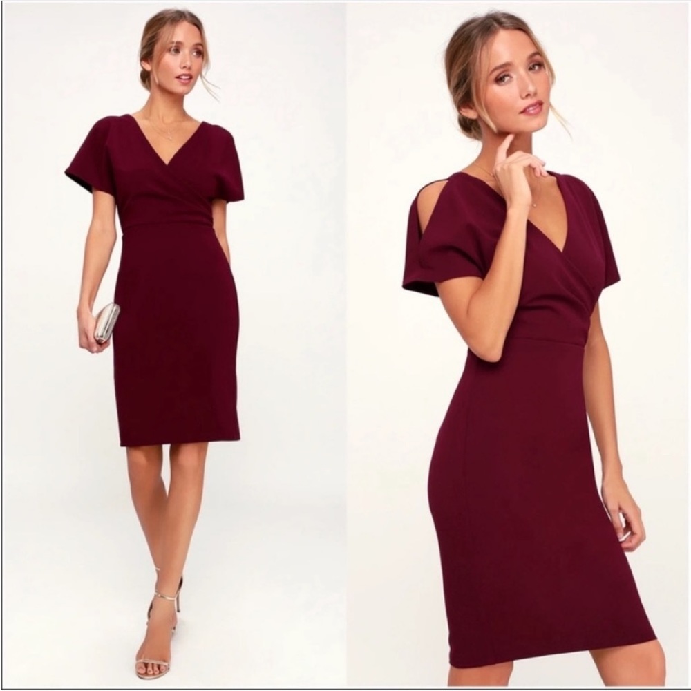Lulus Raquel Cold Shoulder Surplice Dress